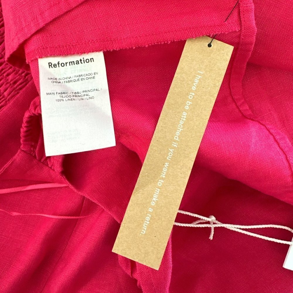 Reformation Gavina Corvette Pink Off the Shoulder Linen Mini Dress NWT New 8 - Picture 7 of 8